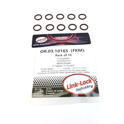 LINK-LOCK 10PCS OR.03.10165 FKM Viton Sealing O-Ring Kit of Coolant pipeline WHT001011 68095355AA 71749205 71751497 For ALFA ROMEO-940C2.000 940A2.000 For JEEP-552 63 624 For LANCIA-198A4.000