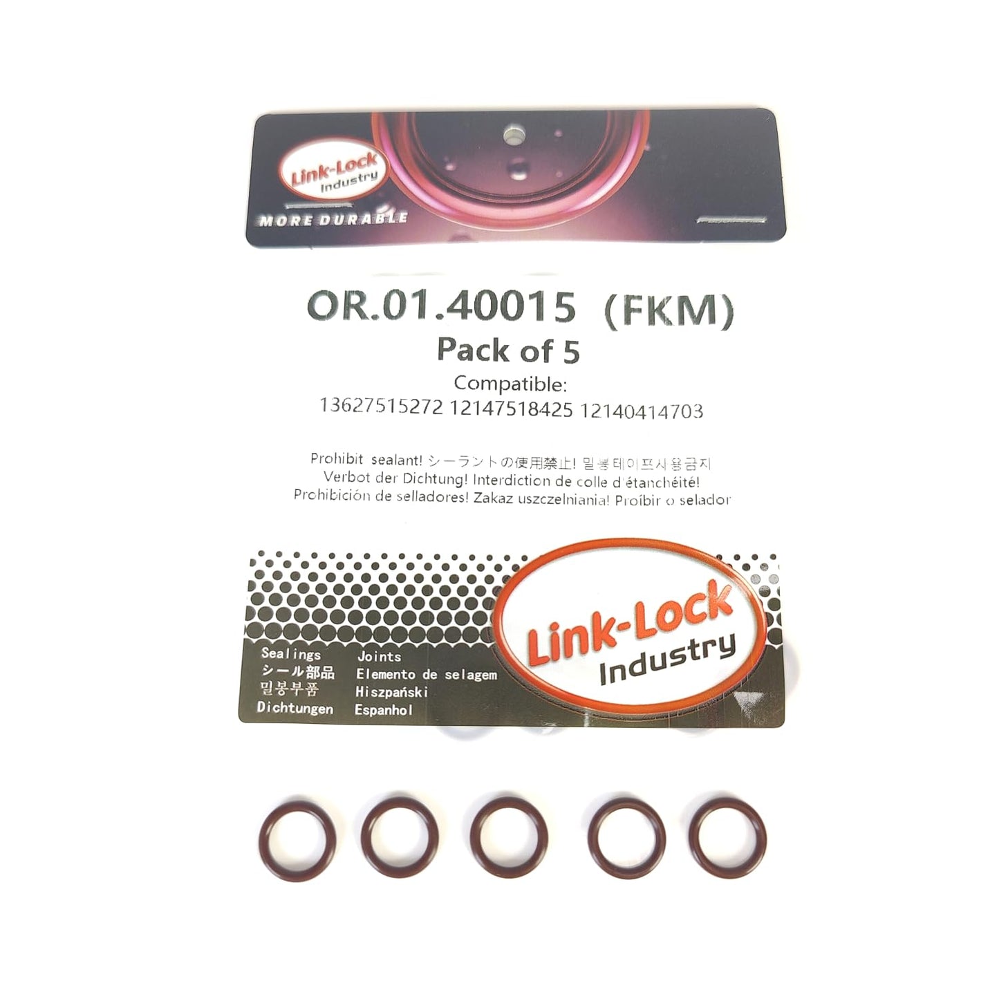 LINK-LOCK 5PCS FKM Viton OR.01.40015 Engine Inlet pressure differential sensor O-RING gasket 13627515272 12147518425 12140414703 for BMW N42 N45 N46 N52 N51 N52 N53 W10