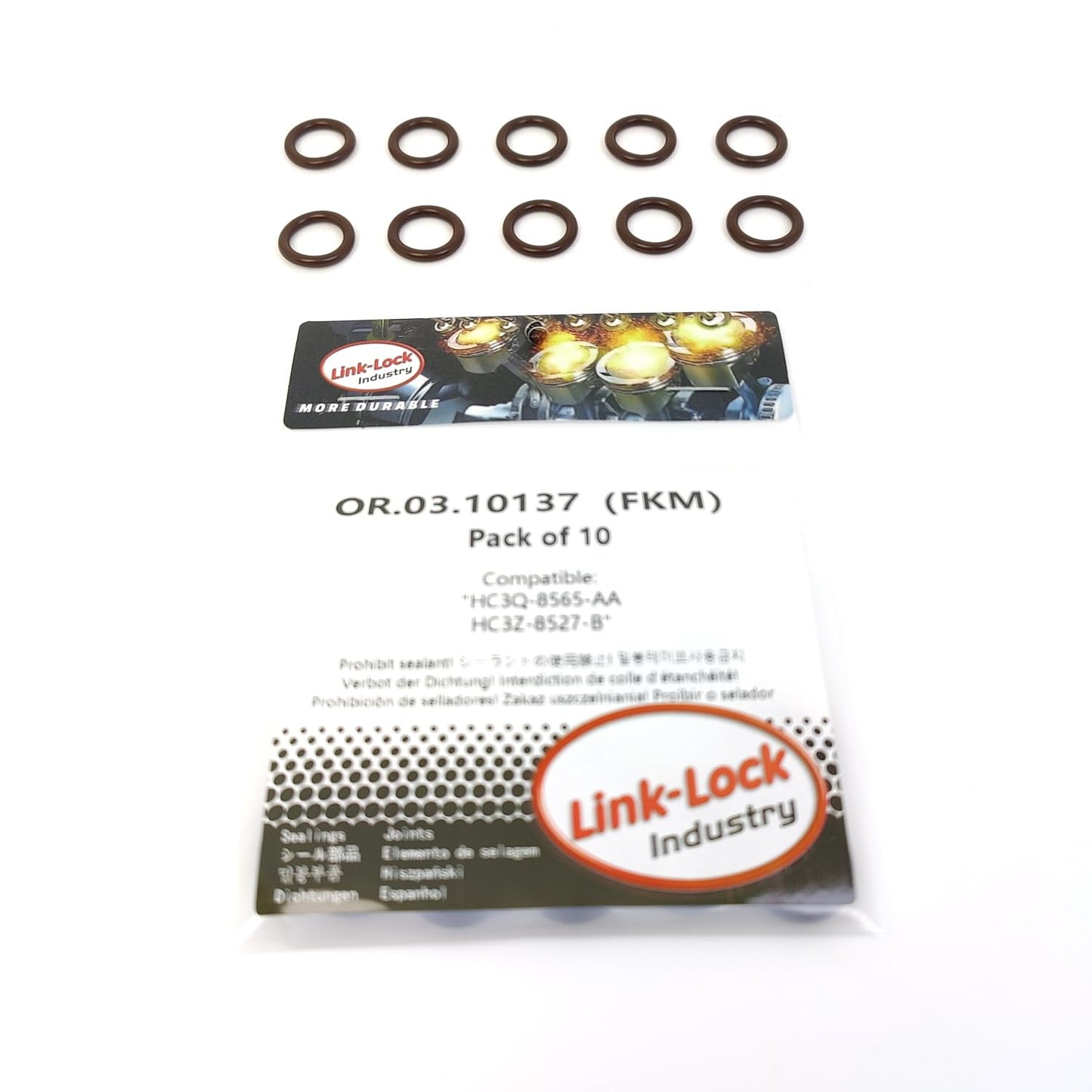 LINK-LOCK 10PCS OR.03.10137 FKMバイトンシーリングOリングキット 冷却水パイプ HC3Q-8565-AA HC3Z-8527-B フォード USA-C67DVTX T67DVTX シボレー-L83(325CUV8)用