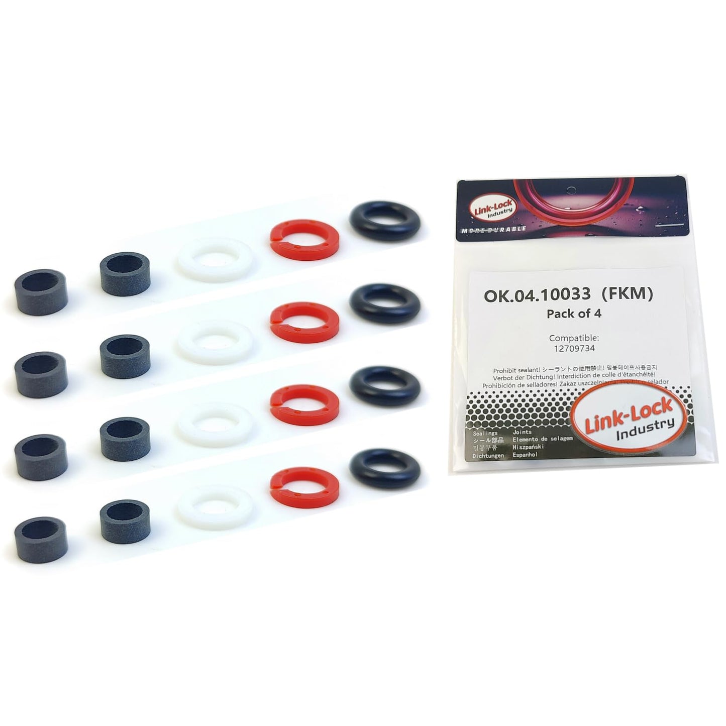 LINK-LOCK 4Set OK.04.10033 fuel injector repair kit 12709734 with FKM Viton O-RING For BUICK For CHEVROLET For CADILLAC 1.5T 25T 535T LJV LP5 L3Z