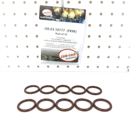 LINK-LOCK 10PCS OR.03.10177 FKM Viton Sealing O-Ring Kit of Coolant pipeline 11517642402 11538853707 LR158250 0249979545 A0249979545 For MERCEDES-BENZ-M274.910 M274.920 For BMW-B58
