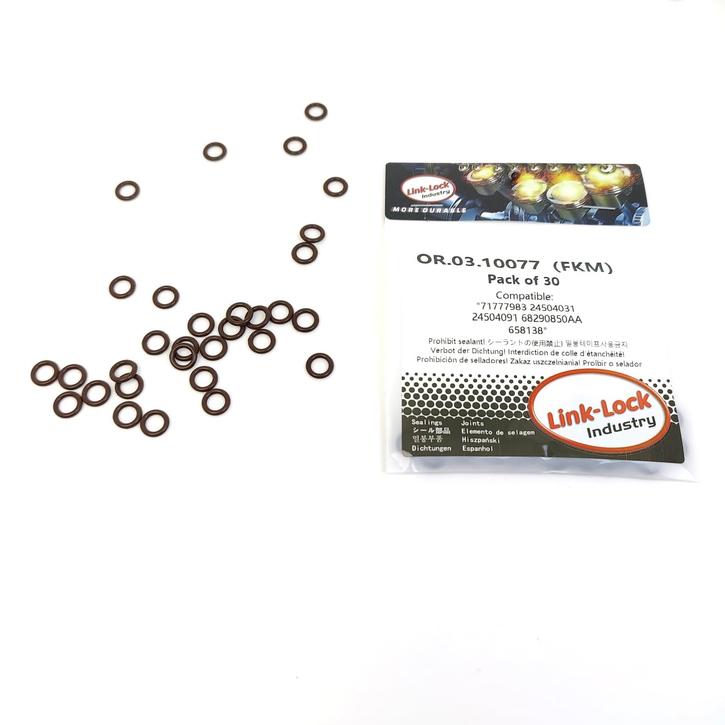 LINK-LOCK 30PCS OR.03.10077 FKM Viton Sealing O-Ring Kit Of Oil dipstick 71777983 24504031 24504091 68290850AA 658138 For BUICK-LIH LSY LZ9LL8 For CHEVROLET-L82(325CUV8) For ISUZU For OPEL