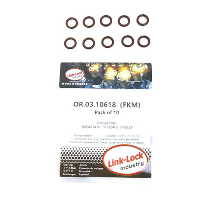 LINK-LOCK 10PCS OR.03.10618 FKMバイトンシーリングOリングキット クーラントパイプライン N904614.01 31368406 976033 AUDI VW VOLVO用