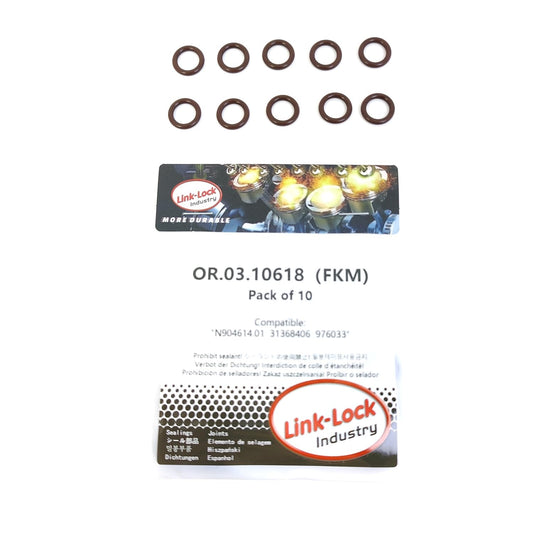 LINK-LOCK 10PCS OR.03.10618 FKM Viton Sealing O-Ring Kit of Coolant Pipeline N904614.01 31368406 976033 For AUIDI For VW For VOLVO