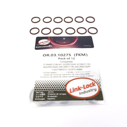 LINK-LOCK 12PCS OR.03.10275 FKM Viton Sealing O-Ring Kit of Camshaft Sensor Injector and Booster Oil Outlet 136-7226 1608951780 3913994 2134449 2186361 0229976045 4729971745 A0229976045 A4729971745