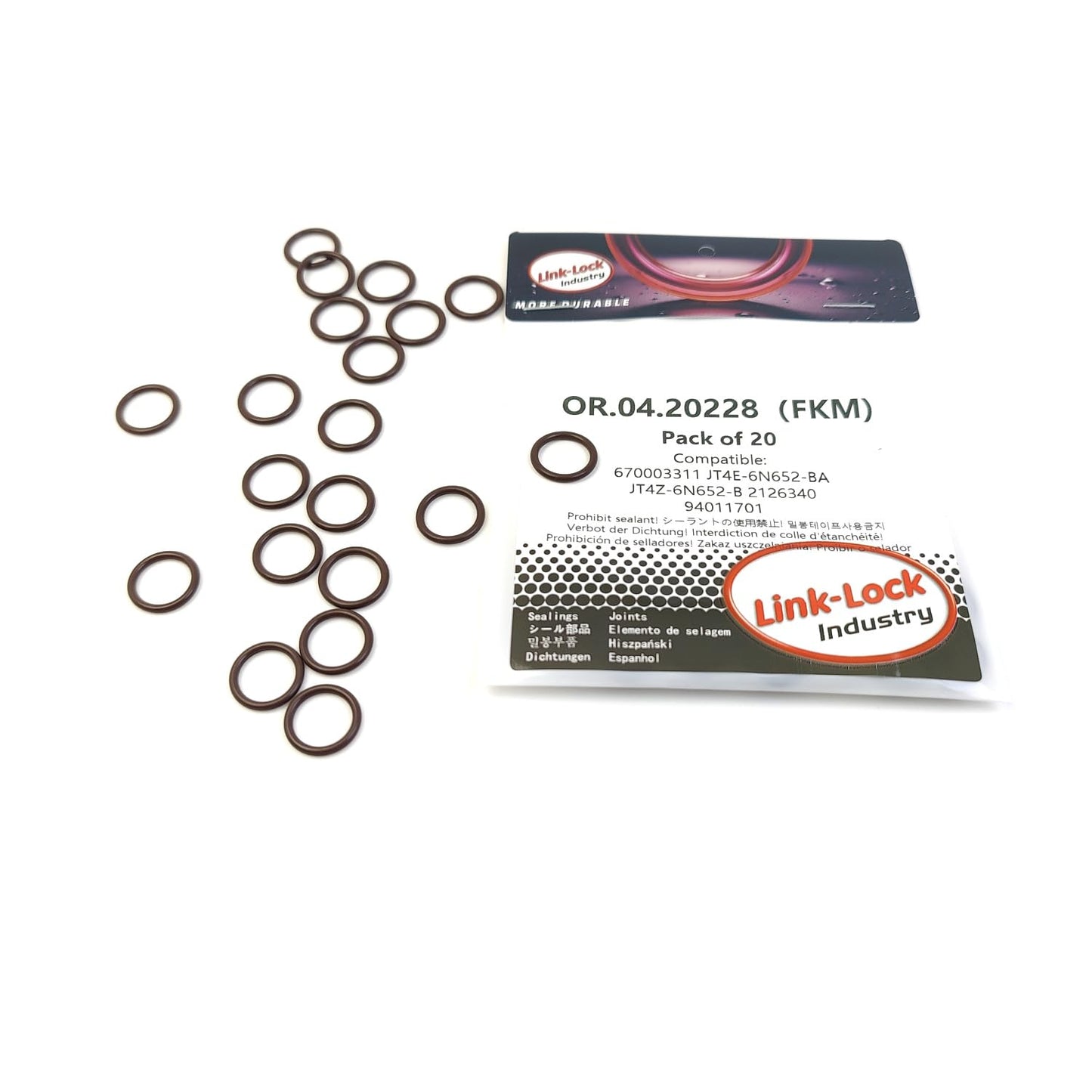 LINK-LOCK 20PCS OR.04.20228 FKM Viton Sealing O-Ring Kit of Injector 670003311 JT4E-6N652-BA JT4Z-6N652-B 2126340 94011701 68409642AA 29342-58060 29342-68010 90118-WA643 for ALFA for ROMEO for FORD