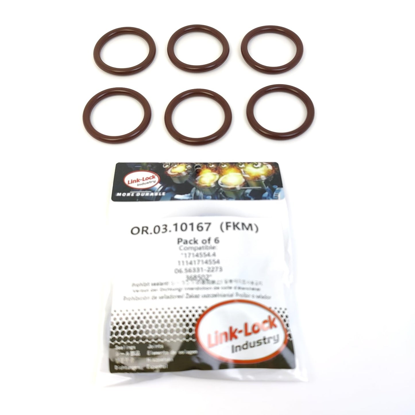 LINK-LOCK 6個 OR.03.10167 FKMバイトン製シーリングOリングキット クーラントパイプライン用 1714554.4 11141714554 06.56331-2273 368502 BMW-M40用 SCANIA用 MAN用