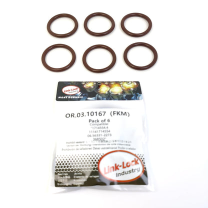 LINK-LOCK 6個 OR.03.10167 FKMバイトン製シーリングOリングキット クーラントパイプライン用 1714554.4 11141714554 06.56331-2273 368502 BMW-M40用 SCANIA用 MAN用