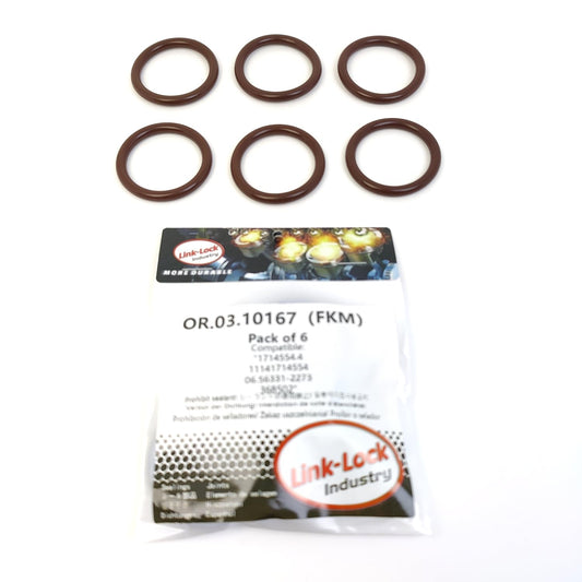 LINK-LOCK 6個 OR.03.10167 FKMバイトン製シーリングOリングキット クーラントパイプライン用 1714554.4 11141714554 06.56331-2273 368502 BMW-M40用 SCANIA用 MAN用