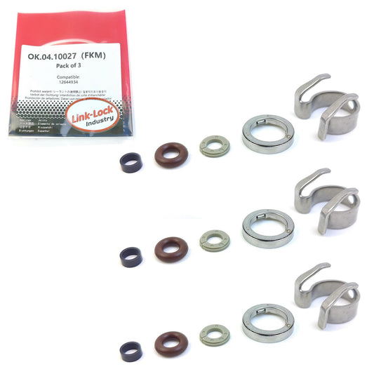 LINK-LOCK 3Set OK.04.10027 fuel injector repair kit 12644934 with FKM Viton O-RING For BUICK For CHEVROLET For CADILLAC 3.6L LLT LP1