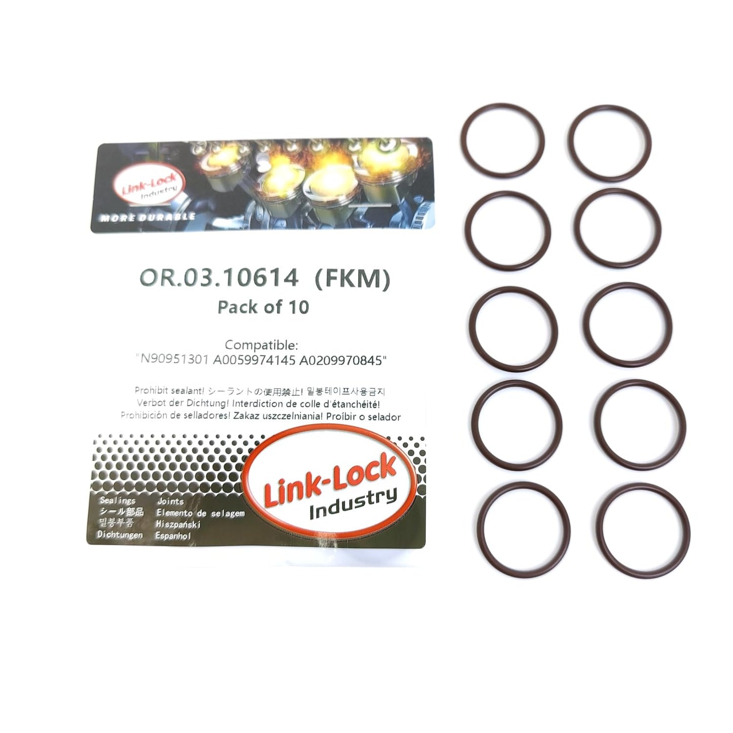 LINK-LOCK 10個組 OR.03.10614 FKMバイトン製Oリングキット エンジン燃料タンク用 N90951301 A0059974145 A0209970845 MERCEDES-BENZ AUDI VW対応