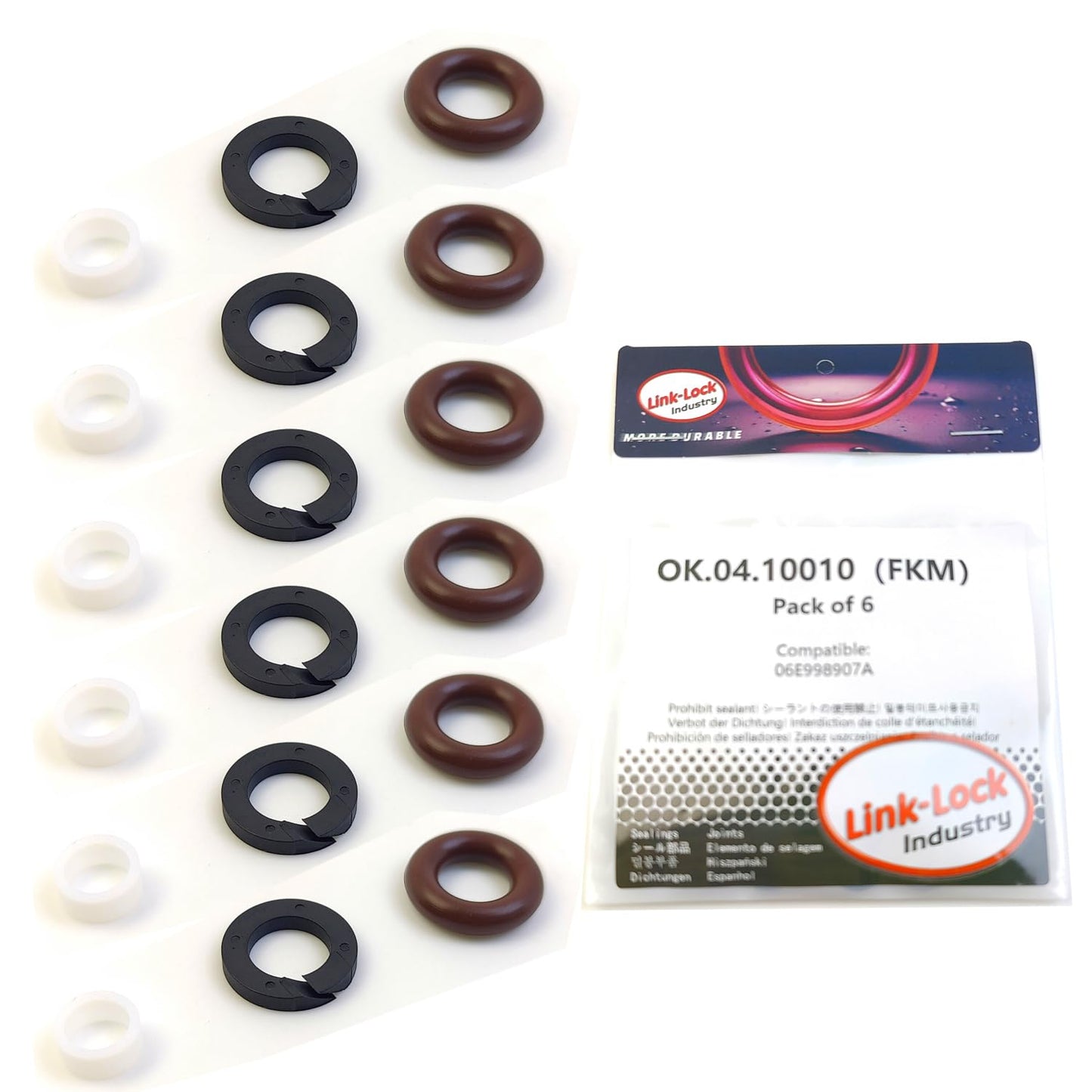 LINK-LOCK 6Set OK.04.10010 fuel injector repair kit 06E998907A with FKM Viton O-RING For VW For AUDI 3.2F 4.2F 4.2L BAR BKH CJBA