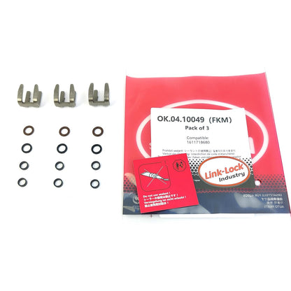 LINK-LOCK 3Set OK.04.10049 fuel injector repair kit 1611718680 with FKM Viton O-RING For CITROEN For PEUGEOT 1.2T 230T