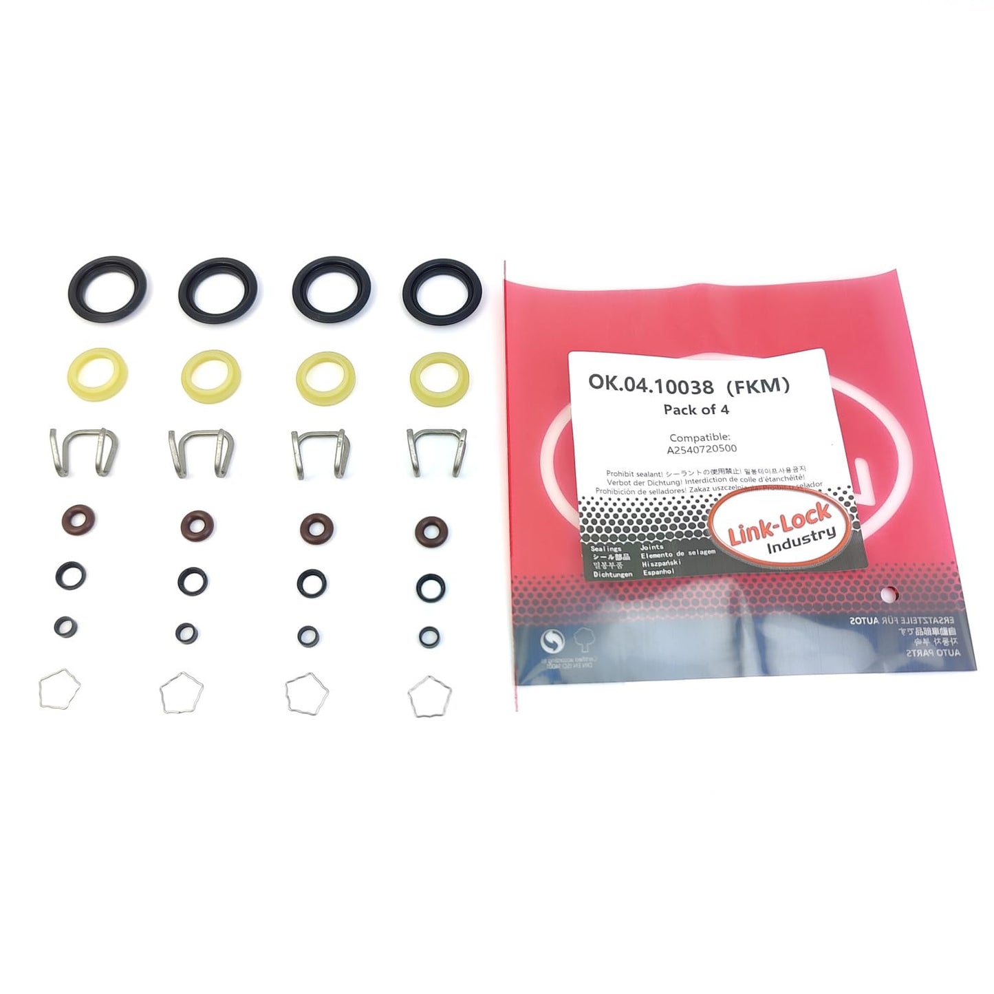 LINK-LOCK 4Set OK.04.10038 fuel injector repair kit A2540720500 with FKM Viton O-RING For MERCEDES-BENZ CLE GLE E M256 M254
