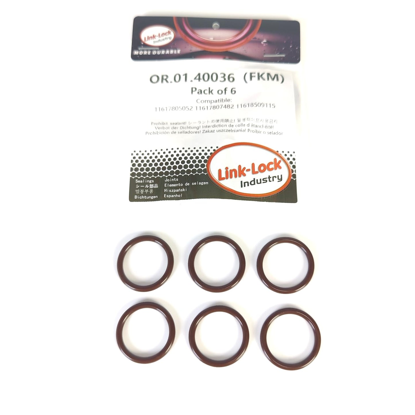 LINK-LOCK 6PCS FKM Viton OR.01.40036 Engine intake manifold O-RING gasket 11617805052 11617807482 11618509115 forBMW N47