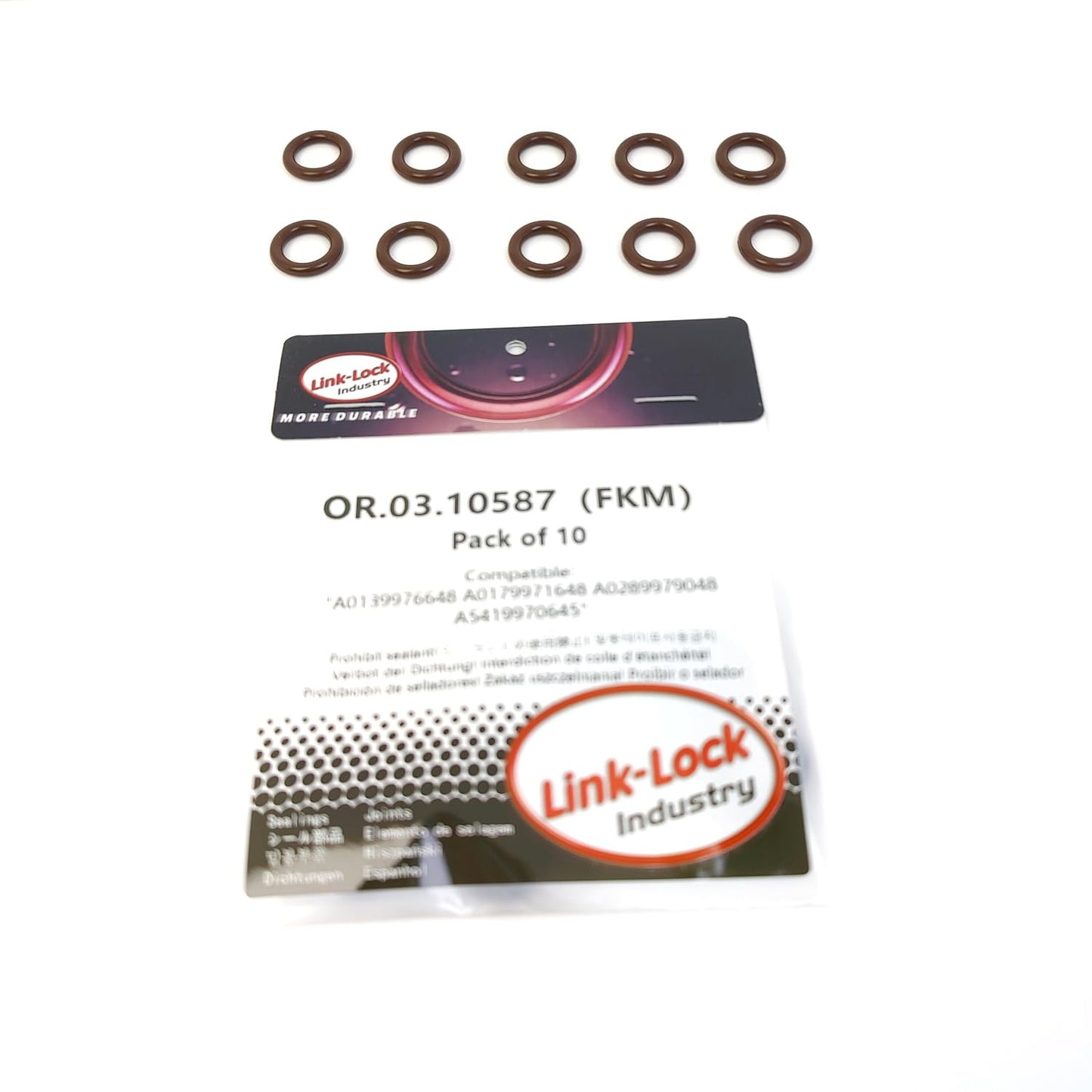 LINK-LOCK 10PCS OR.03.10587 FKM Viton メルセデスベンツ用オイルレベルゲージOリングキット A0139976648 A0179971648 A0289979048 A5419970645