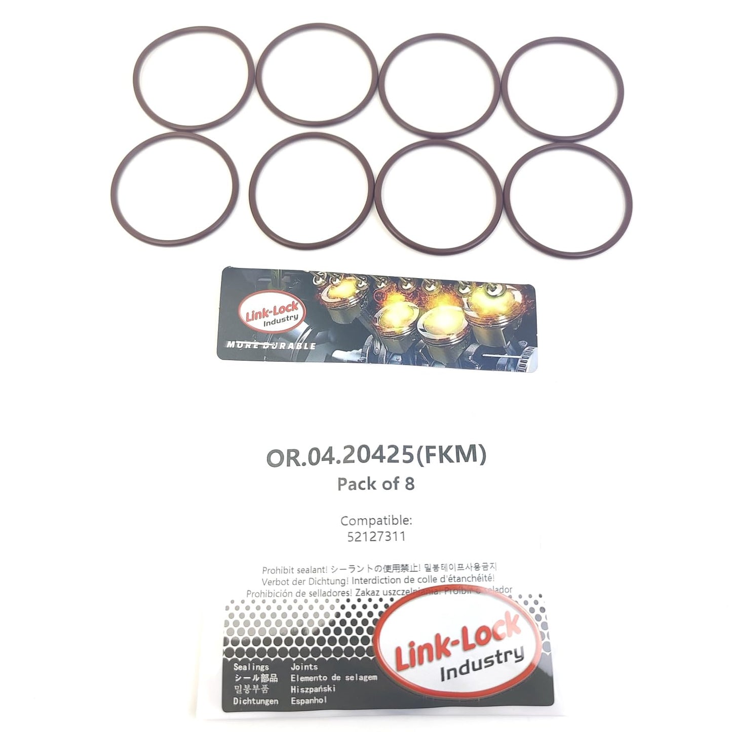 LINK-LOCK 8PCS OR.04.20425 FKM Viton 38.5×2.5 Sealing Universal O-Ring Kit 52127311 for VAG