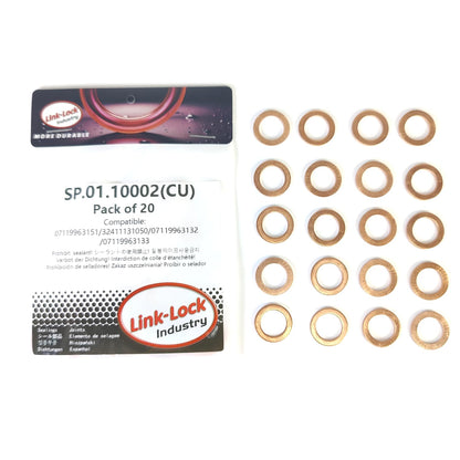 LINK-LOCK 20 PCS COPPER  SP.01.10002 Oil drain screw copper gasket 07119963151 32411131050 07119963132 07119963133 for BMW N43 N45 N46 N47 N55 M43 M42 M50 M52 M54 S50 B38 B48 N51 N52 N53 N54 N55 N12