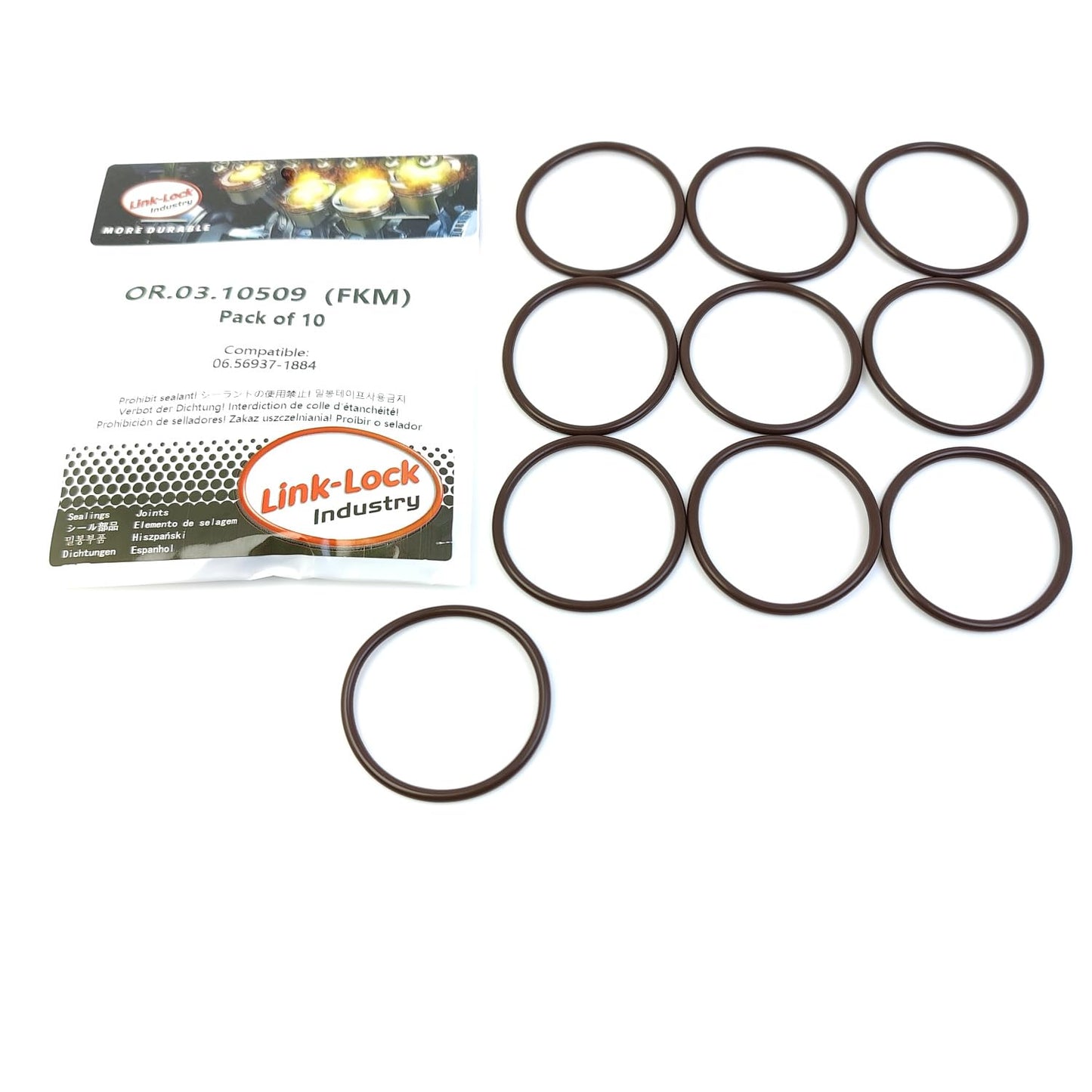 LINK-LOCK 10個 OR.03.10509 FKMバイトン 39.3×2.62 シールユニバーサルOリングキット 06.56937-1884 MAN用