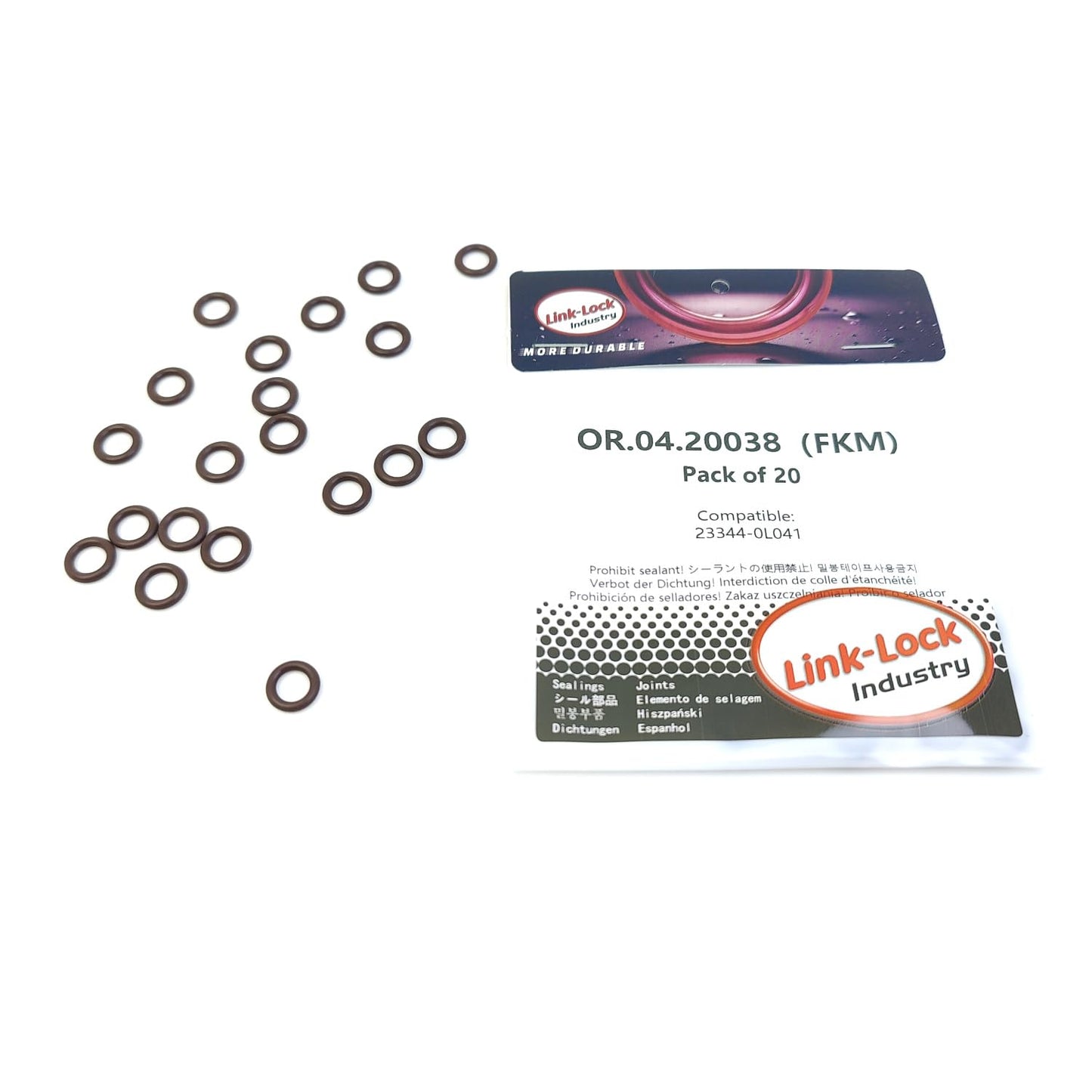 LINK-LOCK 20PCS OR.04.20038 FKM Viton 6.5×2 Sealing Universal O-Ring Kit 23344-0L041 for TOYOTA