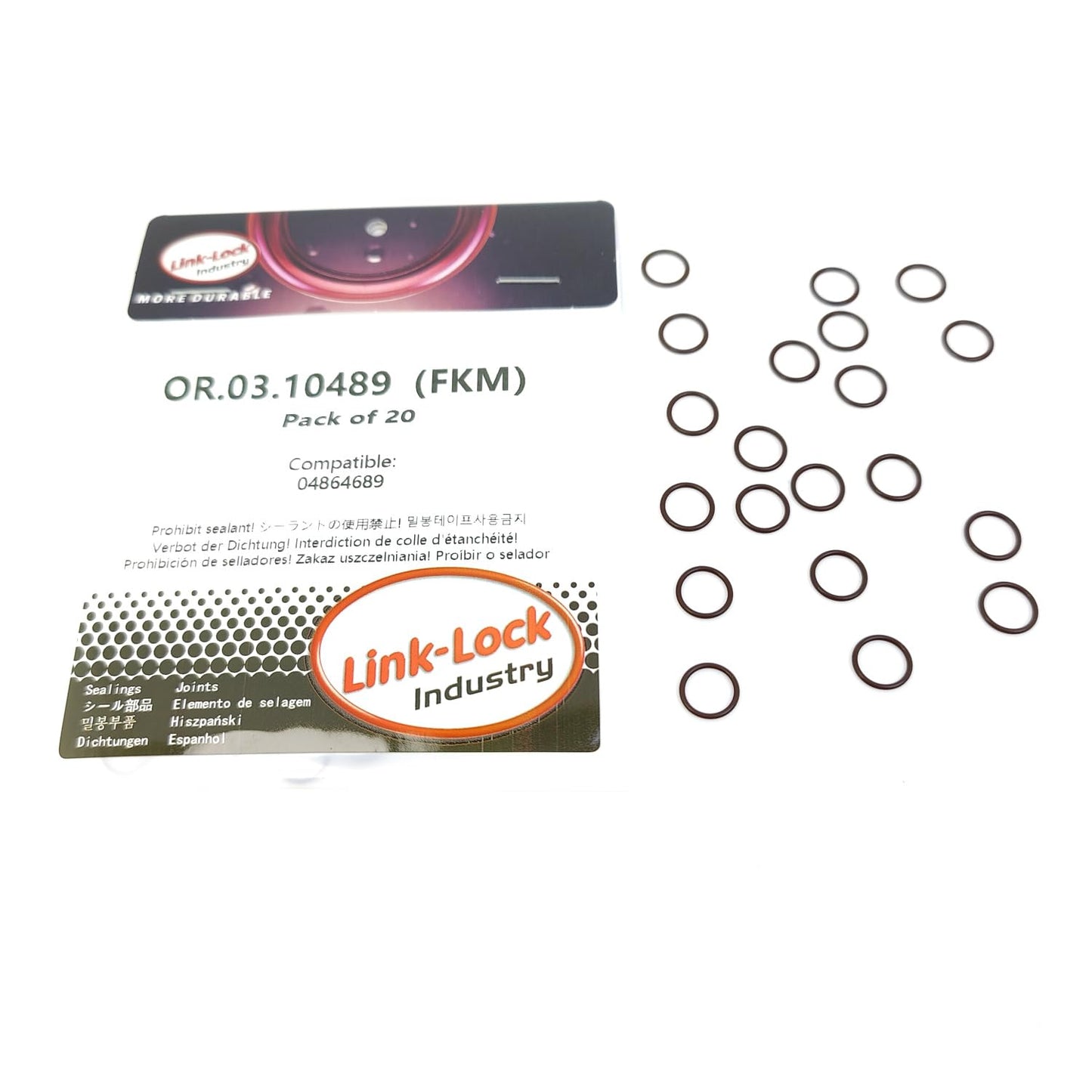 LINK-LOCK 20個 OR.03.10489 FKM バイトン 8×1 シーリング ユニバーサルOリングキット 04864689 クライスラー/ジープ用