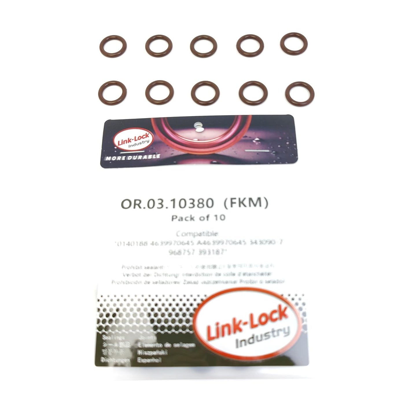 LINK-LOCK 10PCS OR.03.10380 FKM Viton Sealing O-Ring Kit of Turbocharger Oil Drain 0140188 4639970645 A4639970645 343090-7 968757 393187 For SCANIA-DC13 For MERCEDES-BENZ For VOLVO
