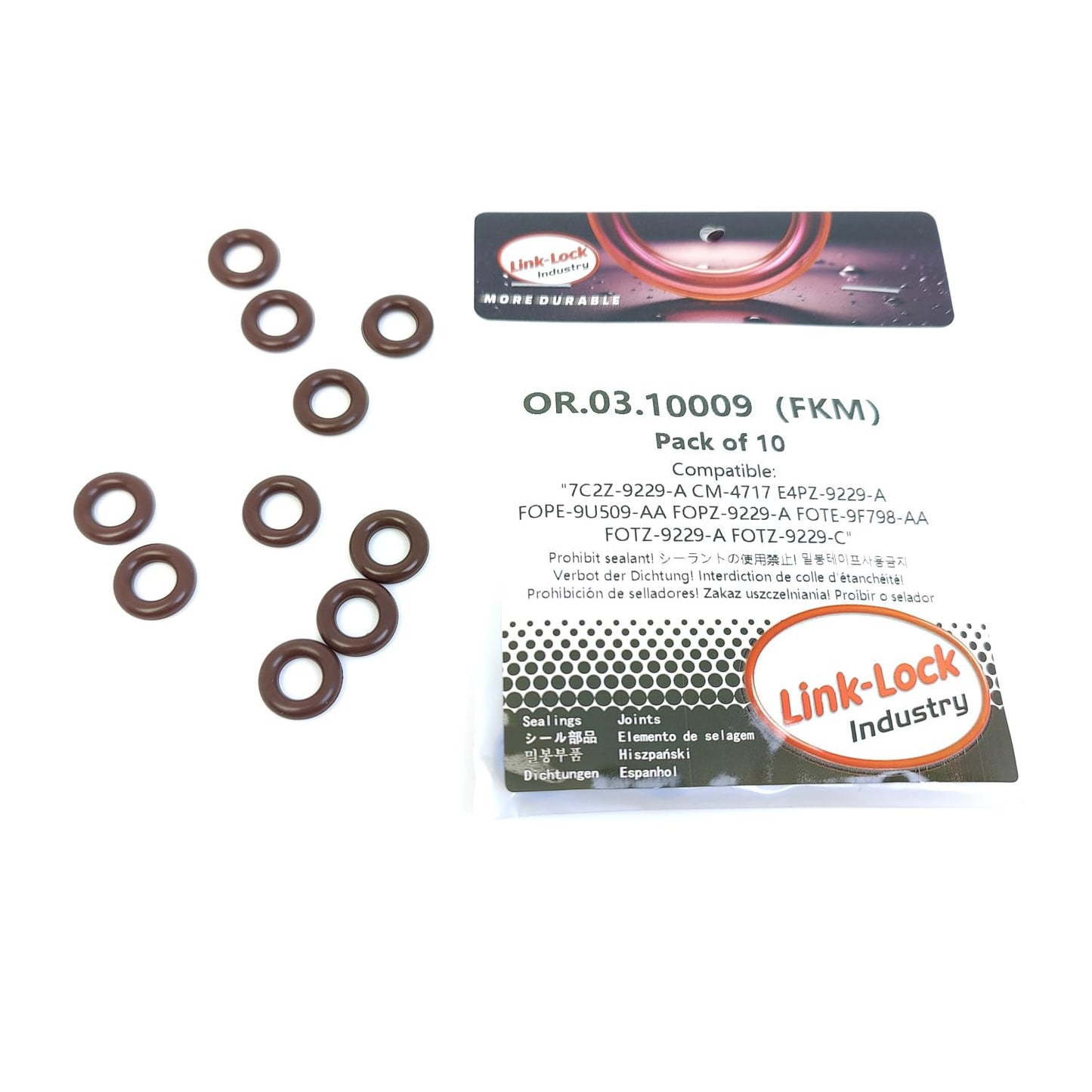 LINK-LOCK 10PCS OR.03.10009 FKM Viton 연료 인젝터 씰링 O-링 키트 7C2Z-9229-A CM-4717 E4PZ-9229-A FOPE-9U509-AA FOPZ-9229-A FOTE-9F798-AA FOTZ-9229-A FOTZ-9229-C (FORD-USA용)