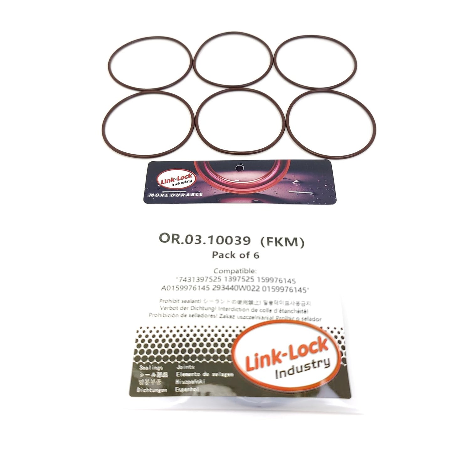 LINK-LOCK 6PCS OR.03.10039 FKM Viton Sealing O-Ring Kit Of Spark plug sleeve 7431397525 1397525 159976145 A0159976145 293440W022 0159976145 For VOLVO B5204FS B5202S For MERCEDES-BENZ For TOYOTA
