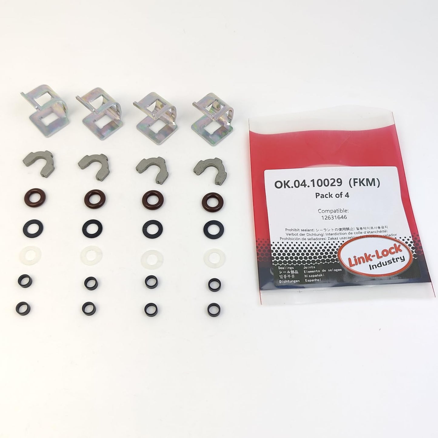 LINK-LOCK 4Set OK.04.10029 fuel injector repair kit 12631646 with FKM Viton O-RING For BUICK For CHEVROLET For CADILLAC 2.8L 3.6L LSY LFX LLT