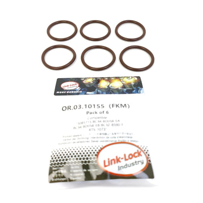LINK-LOCK 6個組 OR.03.10155 FKMバイトンシーリングOリングキット クーラントパイプライン用 5085715 BC34-8D058-EA BC34-8D058-EB BC3Z-8590-F RTS-1073 FORD-BGDA BGDC BGDE FORD USA-T27PD0X T35PDTD対応