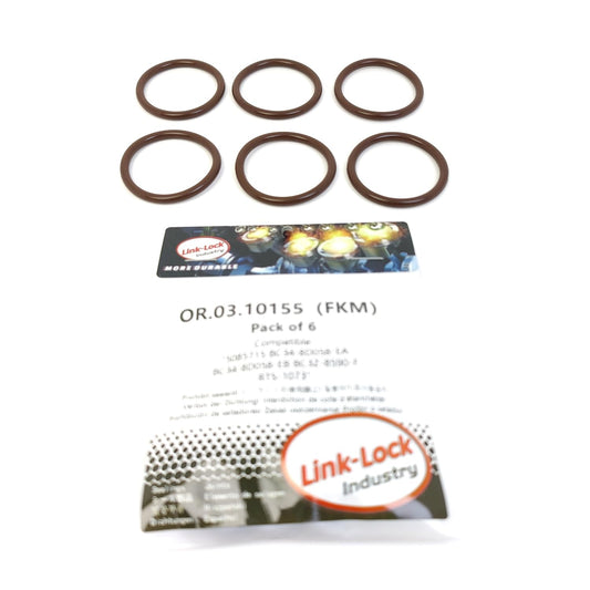 LINK-LOCK 6個組 OR.03.10155 FKMバイトンシーリングOリングキット クーラントパイプライン用 5085715 BC34-8D058-EA BC34-8D058-EB BC3Z-8590-F RTS-1073 FORD-BGDA BGDC BGDE FORD USA-T27PD0X T35PDTD対応
