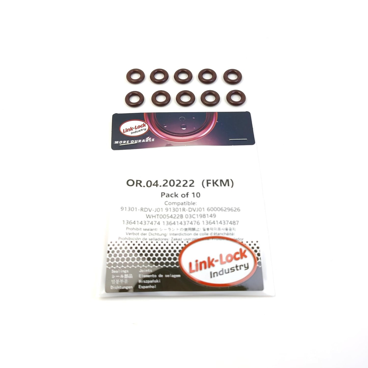 LINK-LOCK 10PCS OR.04.20222 FKM Viton Sealing O-Ring Kit of Injector 91301-RDV-J01 91301R-DVJ01 6000629626 WHT005422B 03C198149 13641437474 13641437476 13641437487 13647509752 13647516741 12642639