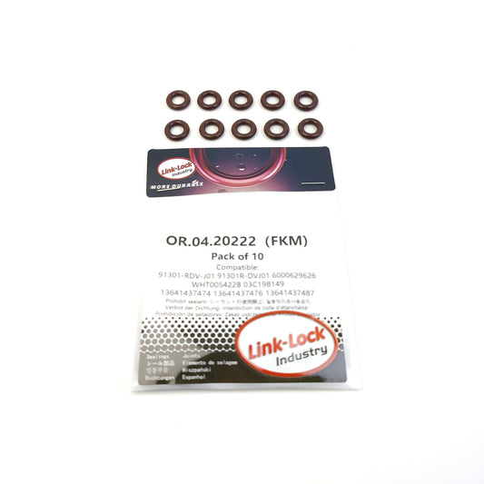 LINK-LOCK 10PCS OR.04.20222 FKM Viton シールOリング インジェクター用キット 91301-RDV-J01 91301R-DVJ01 6000629626 WHT005422B 03C198149 13641437474 13641437476 13641437487 13647509752 13647516741 12642639