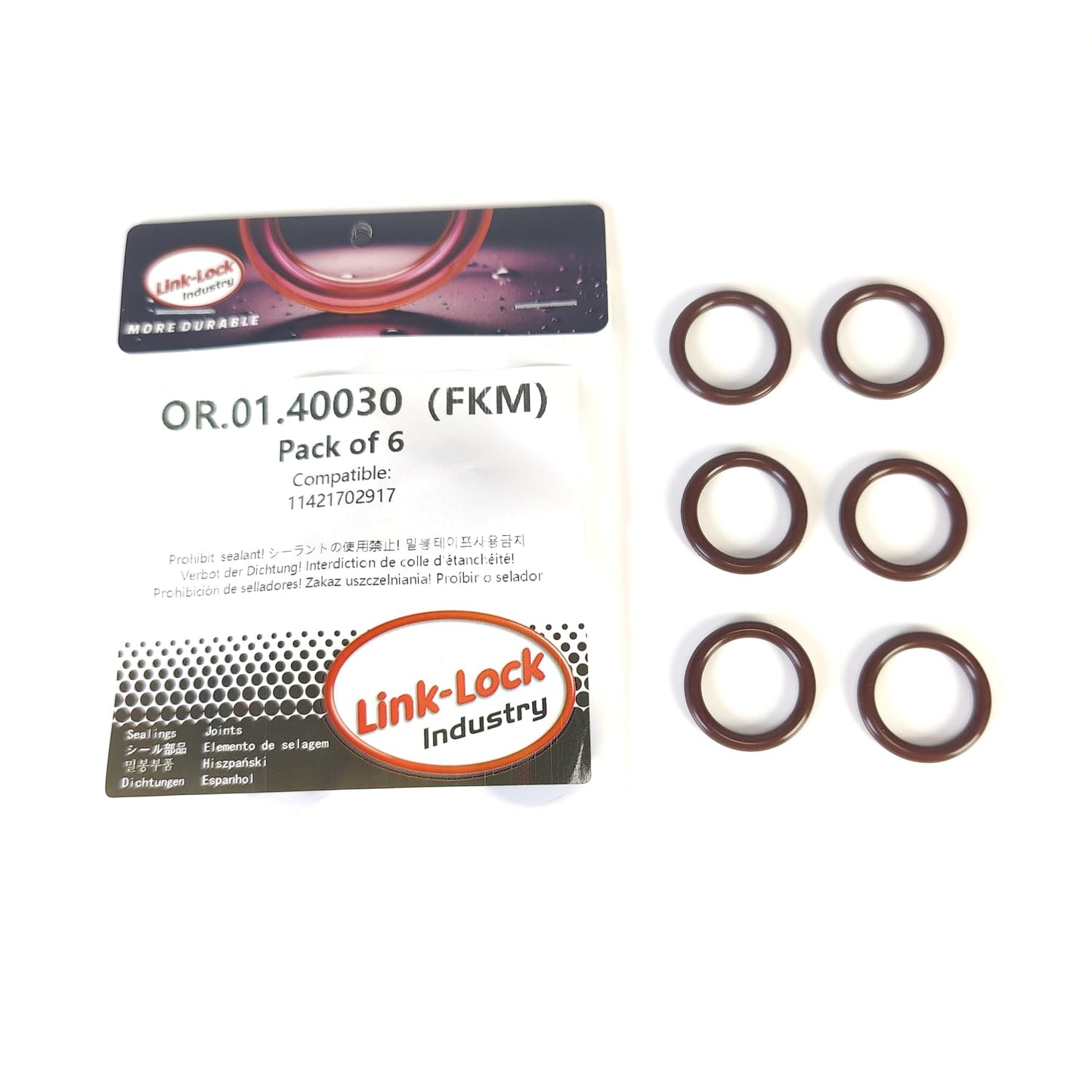 LINK-LOCK 6個 FKMバイトン OR.01.40030 BMW S62 N62 N73用コネクター＆サーモスタットOリングガスケット 11421702917