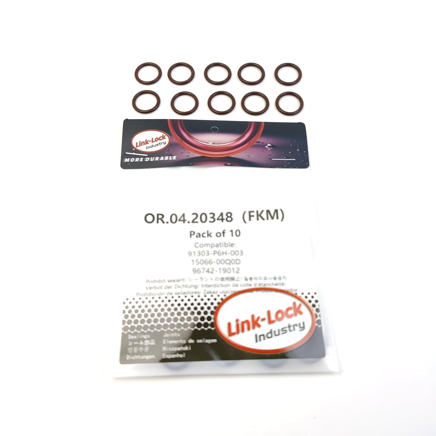 LINK-LOCK 10個組 OR.04.20348 FKMバイトンオイルディップスティック用Oリングキット 91303-P6H-003 15066-00Q0D 96742-19012 ホンダ、日産、トヨタ用