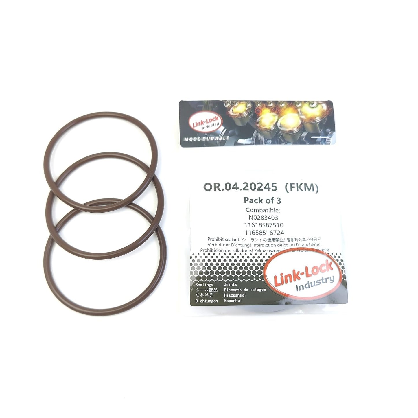 LINK-LOCK 3PCS OR.04.20245 FKM バイトンシーリングOリングキット チャージエアホース N0283403 11618587510 11658516724 アウディ BMW用