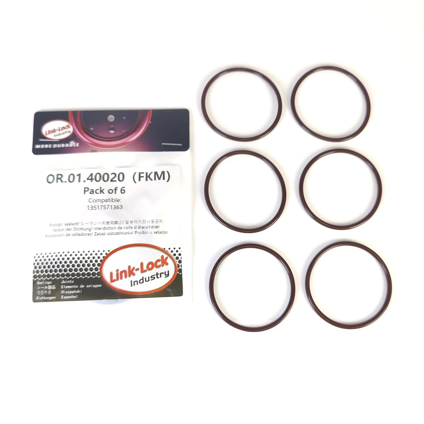 LINK-LOCK 6PCS FKM Viton OR.01.40020 Engine high-pressure fuel pump O-RING gasket 13517571363 for BMW N53 N54 N55