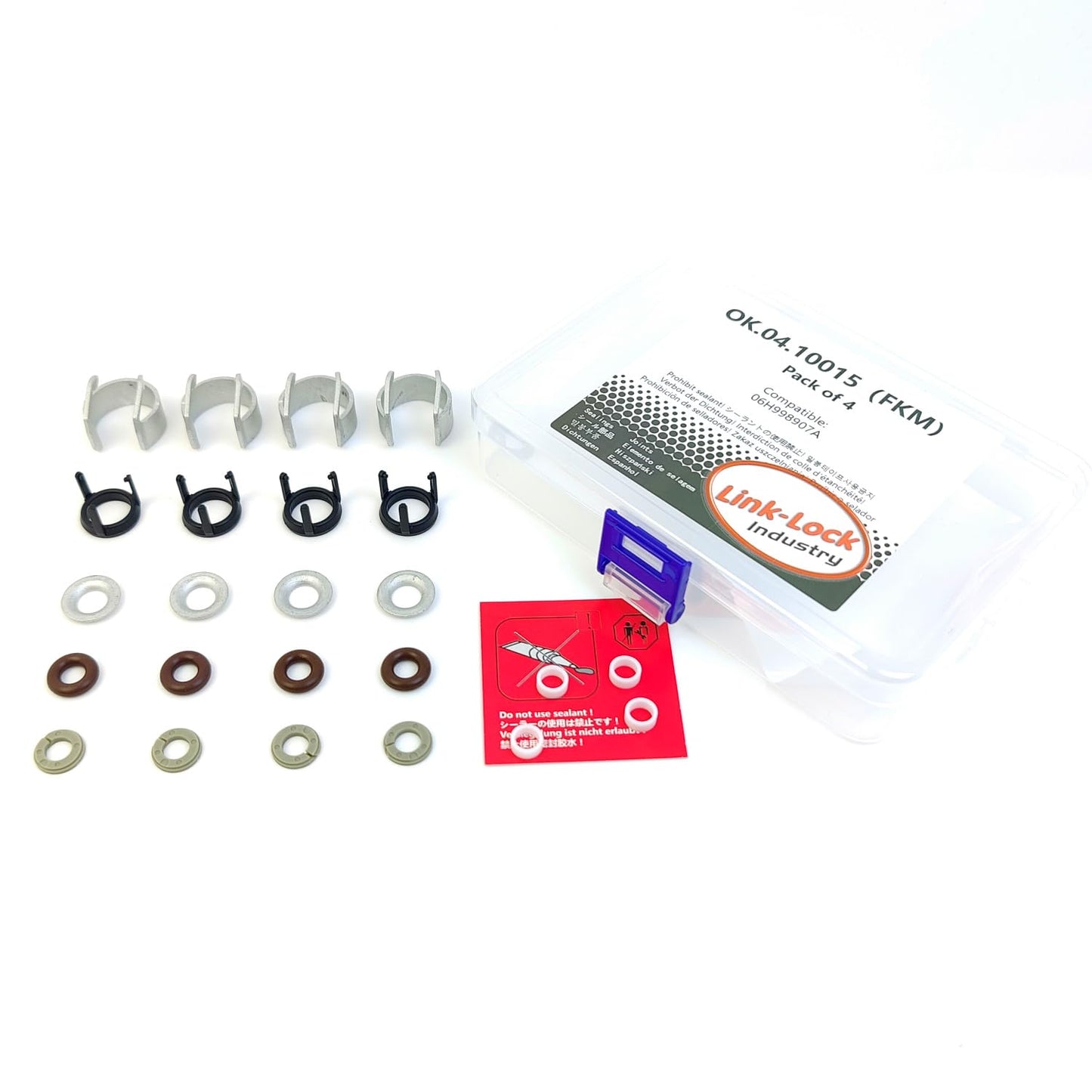 LINK-LOCK 4Set OK.04.10015 fuel injector repair kit 06H998907A with FKM Viton O-RING For VW For AUDI 180T 1.4T 30T CYVD CZDD