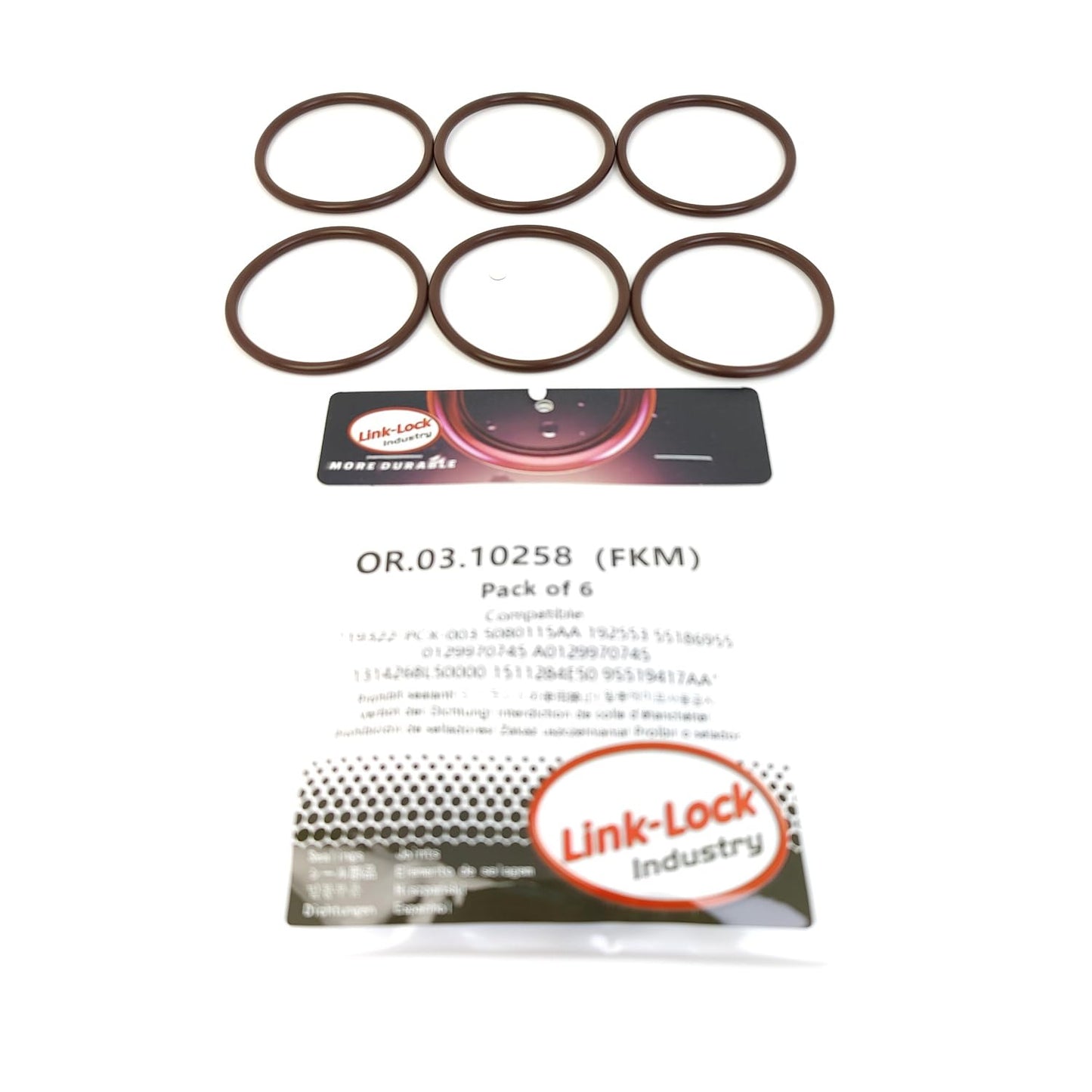 LINK-LOCK 6PCS OR.03.10258 FKM Viton ウォーターポンプOリングキット 19322-PCX-003 5080115AA 192553 55186955 0129970745 A0129970745 1314268L50000 1511284E50 9S519417AA HONDA-K24K20 ACURA-K20A用