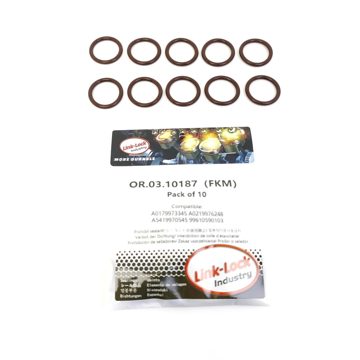 LINK-LOCK 10PCS OR.03.10187 FKM Viton Sealing O-Ring Kit of Cylinder head plug A0179973345 A0219976248 A5419970545 99610590103 For MERCEDES-BENZ-OM472 OM471 OM473 470