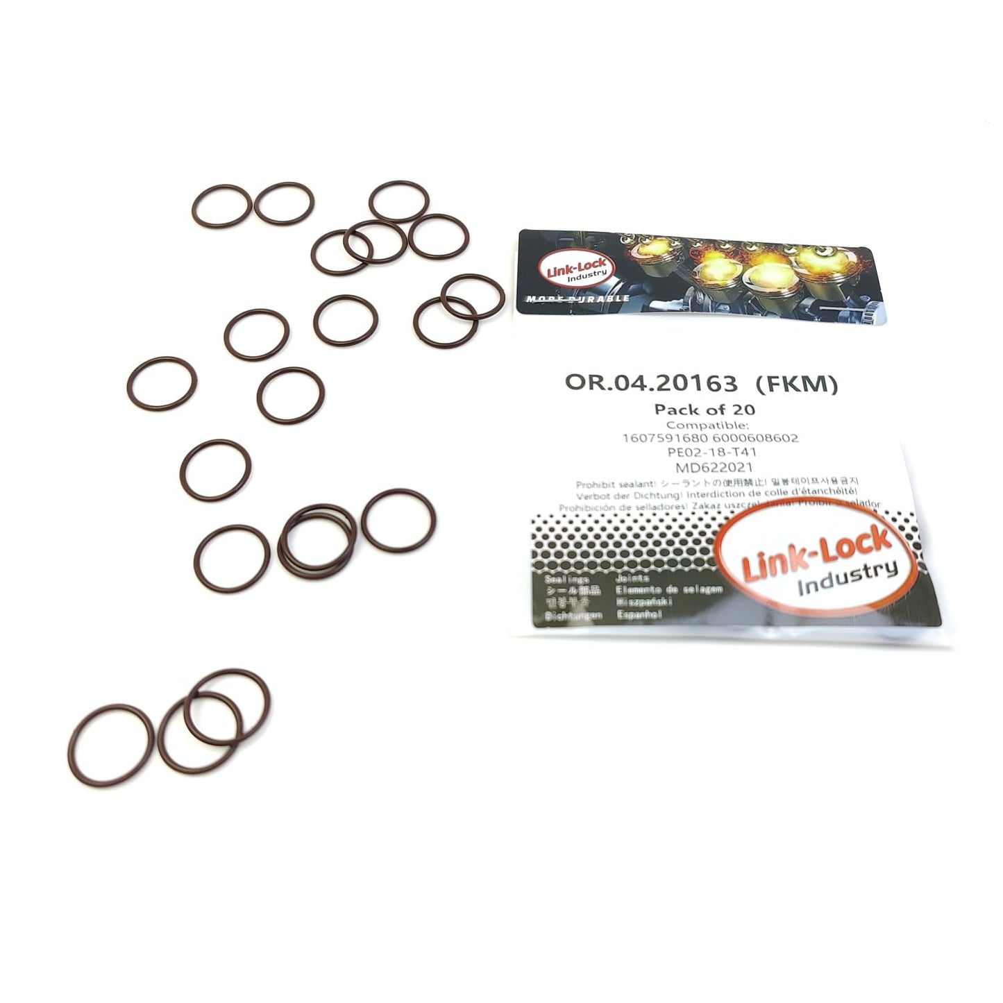 LINK-LOCK 20PCS OR.04.20163 FKM Viton Sealing O-Ring Kit of SENSOR 1607591680 6000608602 PE02-18-T41 MD622021 for PEugeot for CITROËN for FIAT for MAZDA for MITSUBISHI