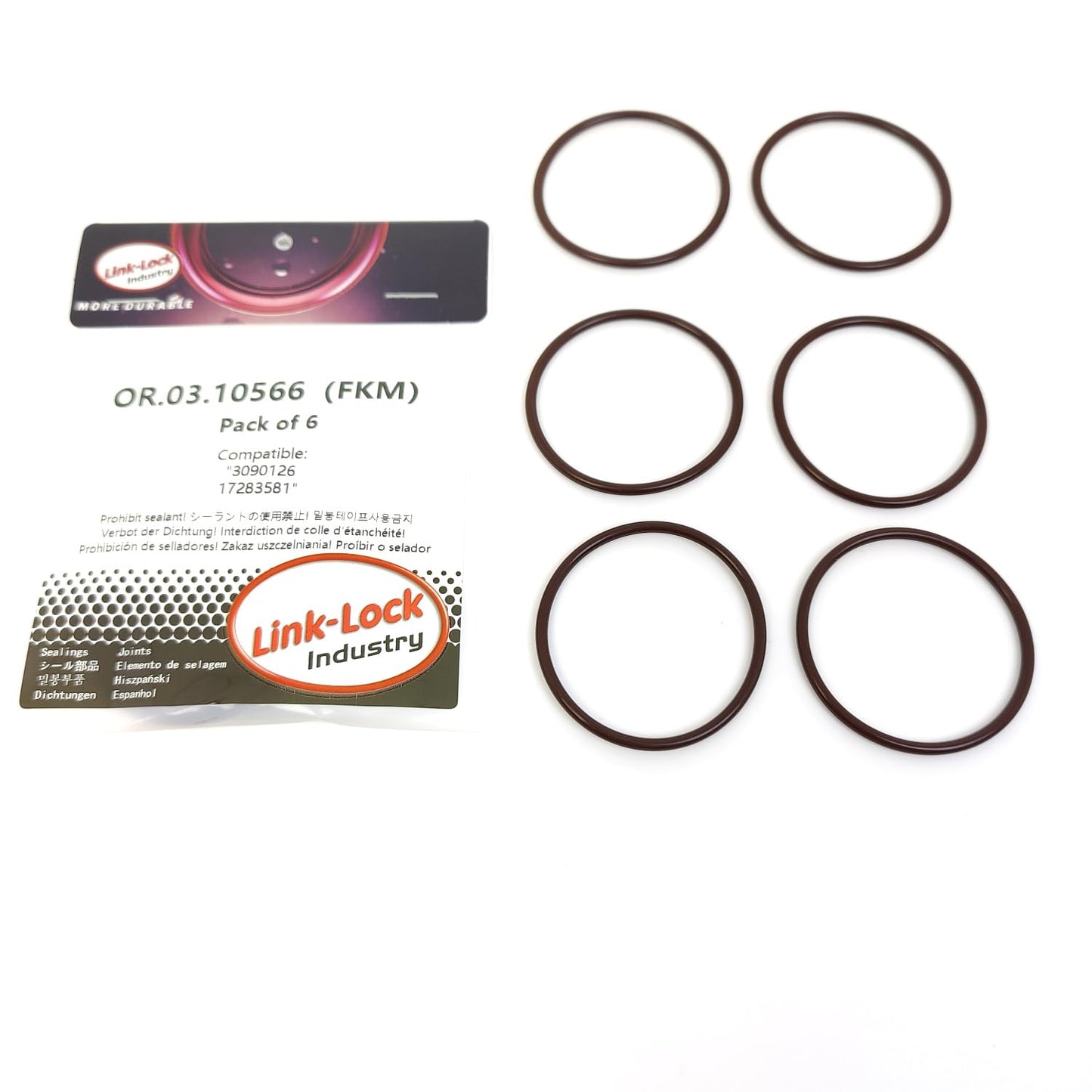 LINK-LOCK 6個 OR.03.10566 FKMバイトン 44.1×2.62 シーリング ユニバーサルOリングキット 3090126 17283581 CUMMINS用 IVECO用