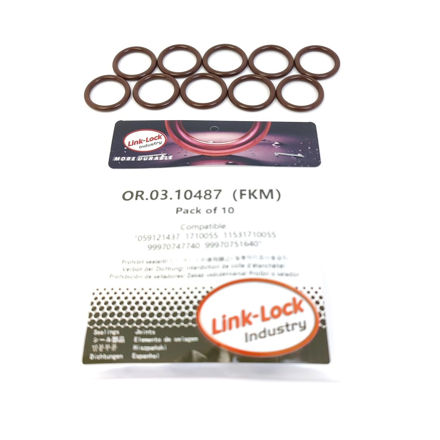 LINK-LOCK 10PCS OR.03.10487 FKM バイトンシーリングOリングキット 冷却システムパイプ用 059121437 1710055 11531710055 99970747740 99970751640 BMW ポルシェ アウディ フォルクスワーゲン用