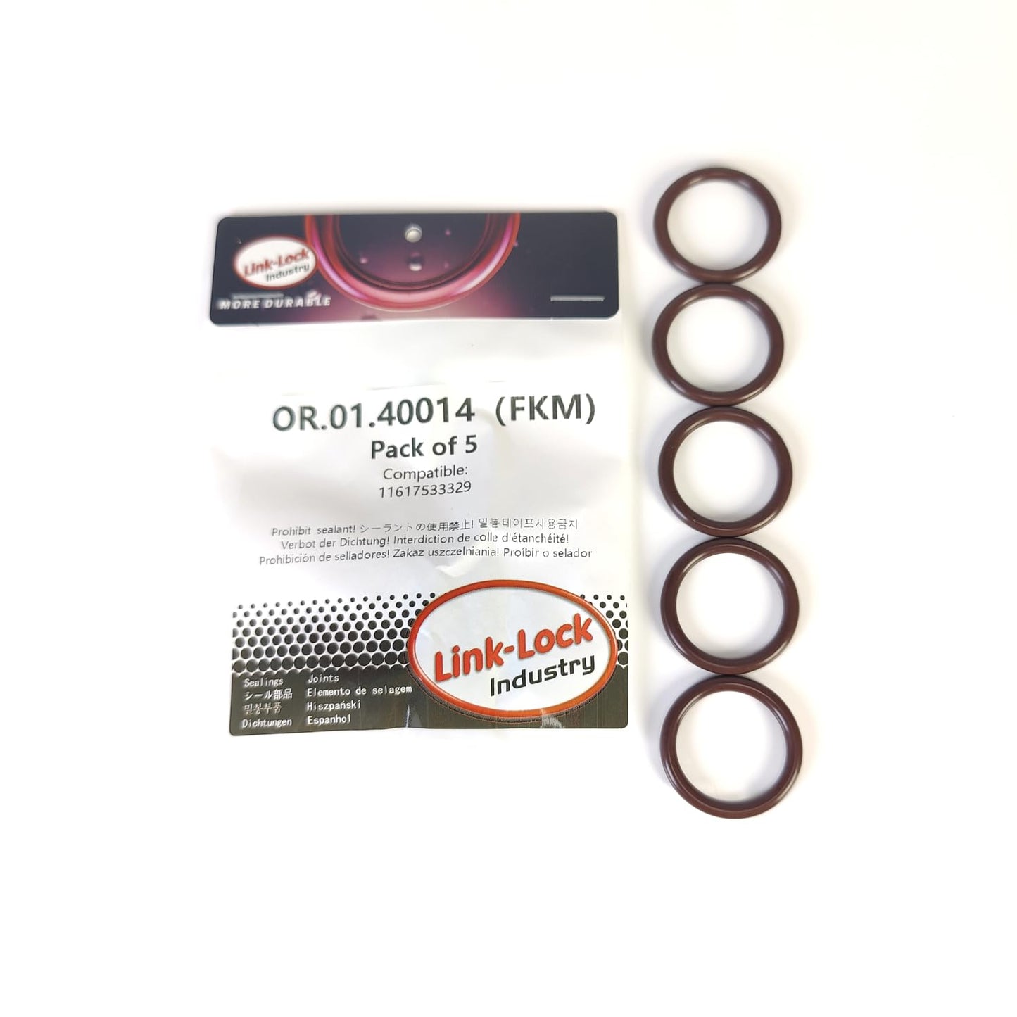 LINK-LOCK 5PCS FKM Viton OR.01.40014 Engine Exhaust pipe O-RING gasket 11617533329 for BMW N46 N52 N54