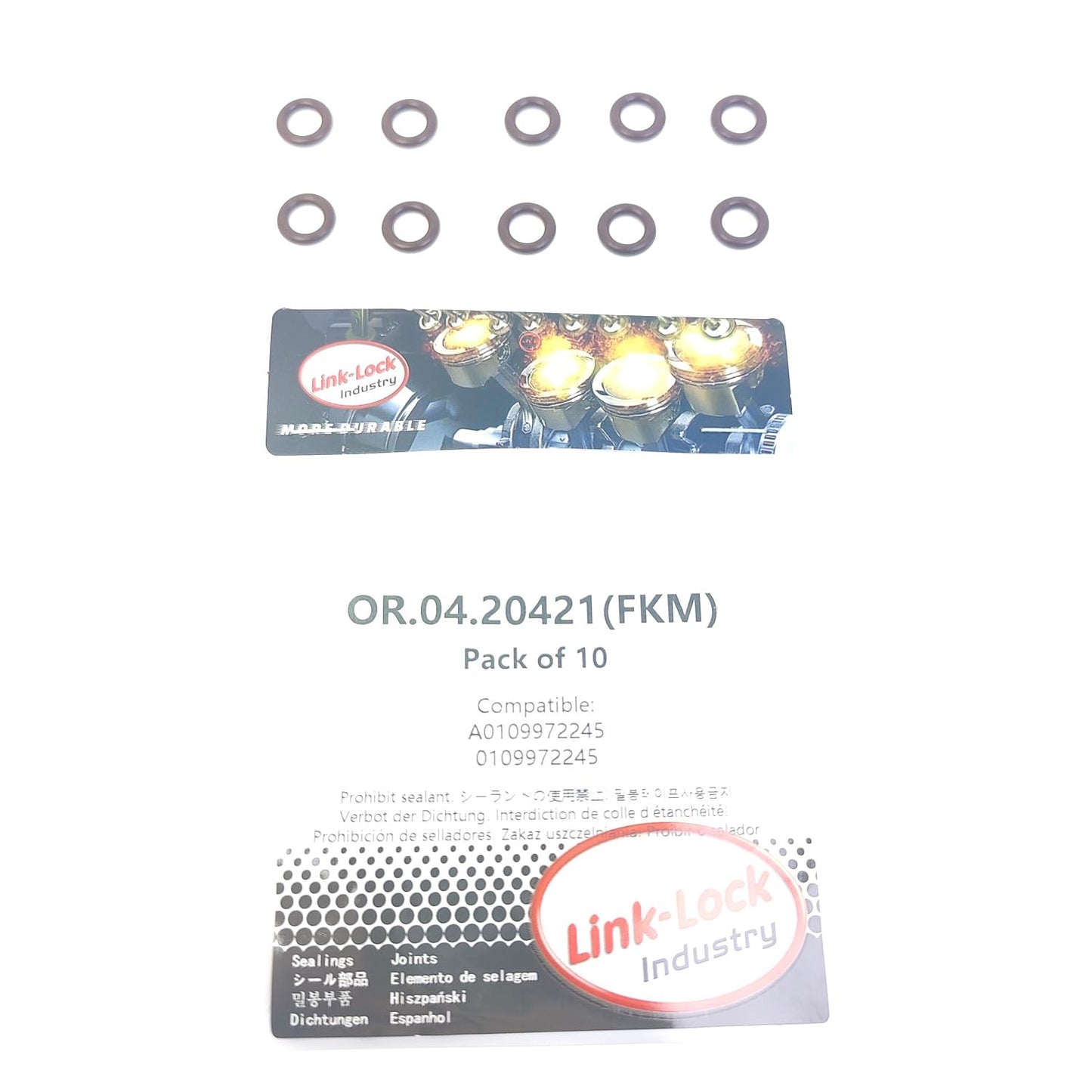 LINK-LOCK 10PCS OR.04.20421 FKM Viton Sealing O-Ring Kit of Oil Line A0109972245 0109972245 for MERCEDES-BENZ