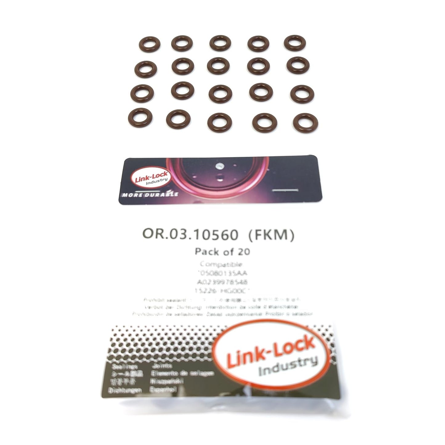 LINK-LOCK 20PCS OR.03.10560 FKM Viton ターボチャージャーオイルフィリングポート用Oリングキット 05080135AA A0239978548 15226-HG00C CHRYSLER JEEP NISSAN用