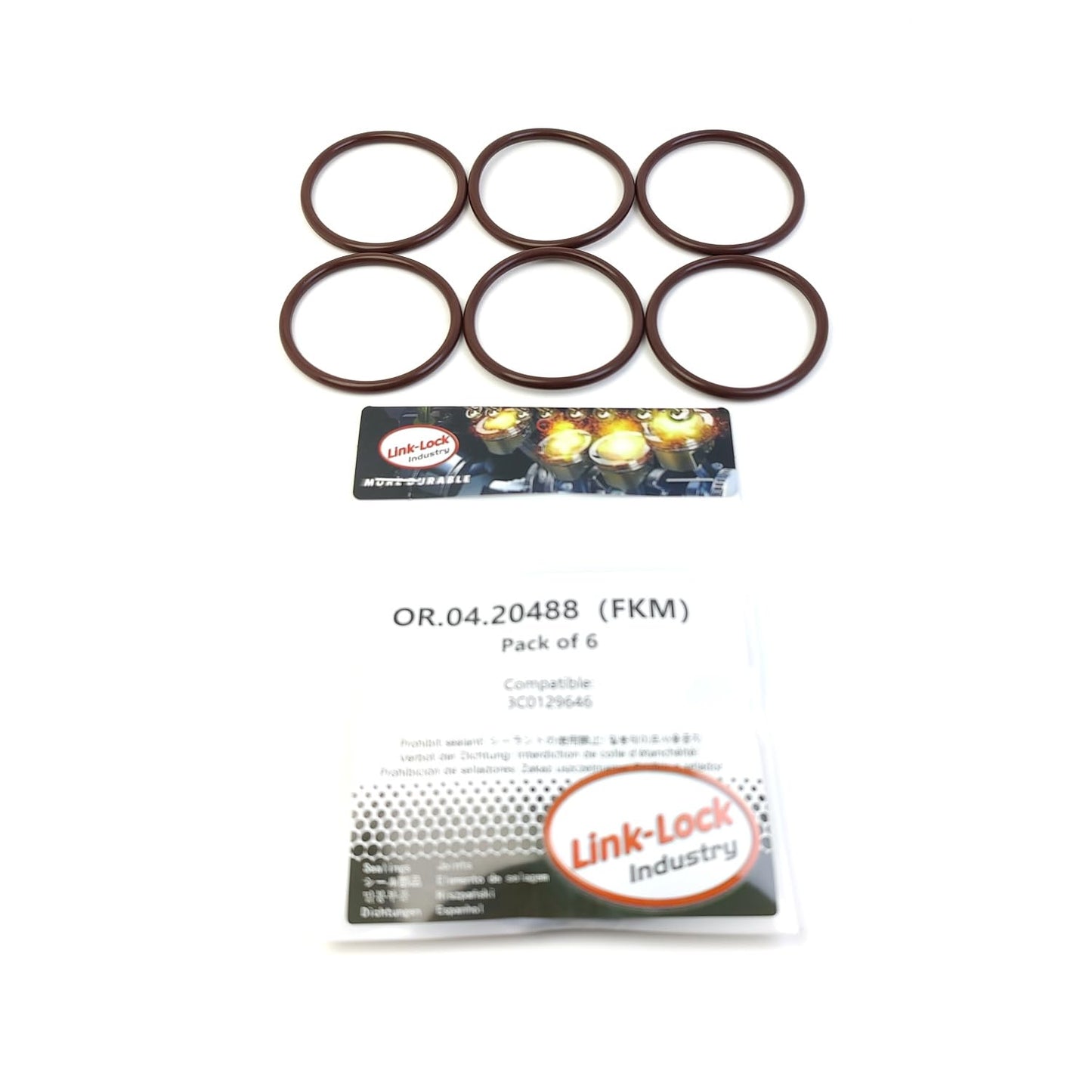 LINK-LOCK 6PCS OR.04.20488 FKM Viton Sealing O-Ring Kit of Turbo Air Outlet 3C0129646 for AUDI-A1 A3 Q3 for VW-CCB7 for GOLF for POLO