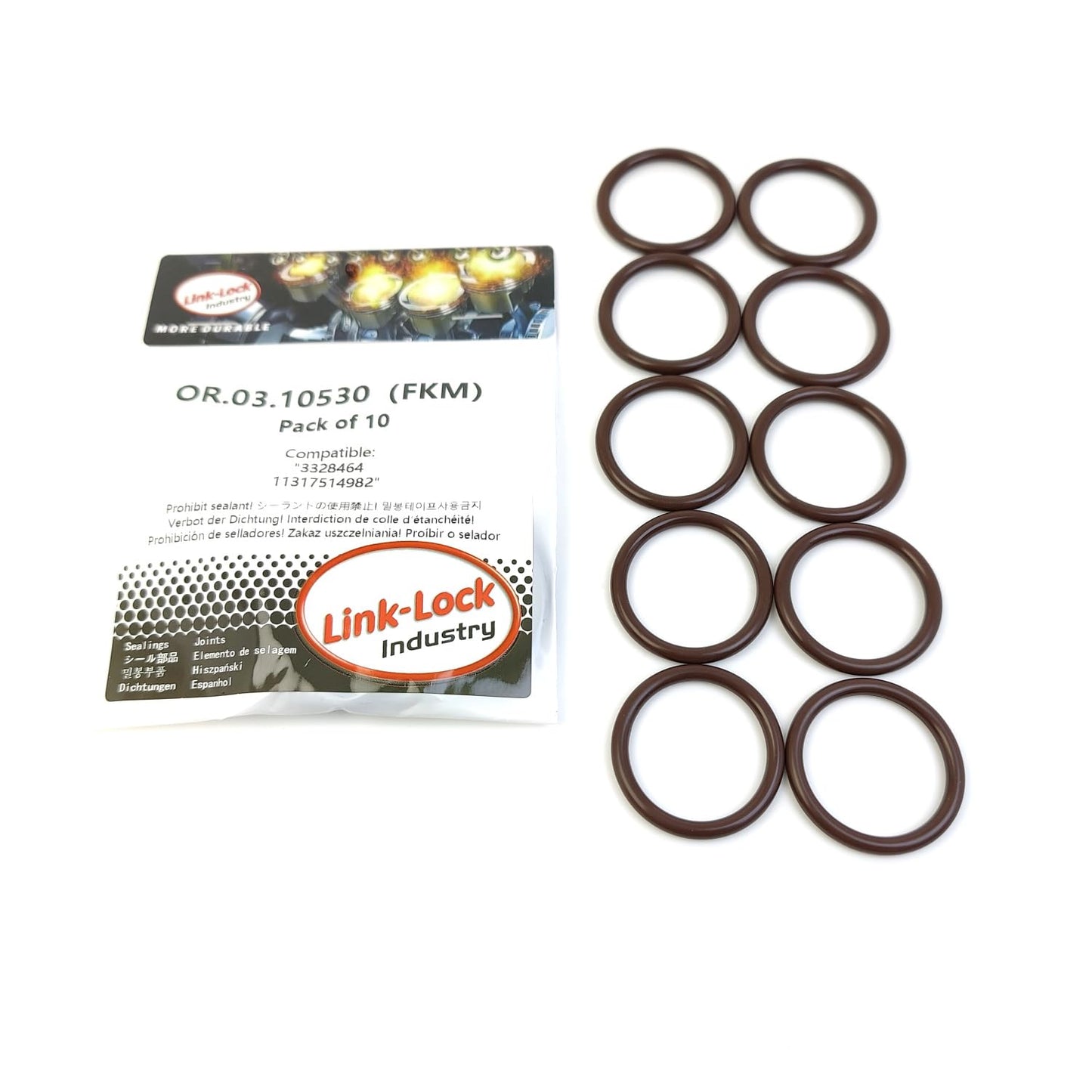 LINK-LOCK 10PCS OR.03.10530 FKM Viton Sealing O-Ring Kit of Cylinder head 3328464 11317514982 For CUMMINS For MINI