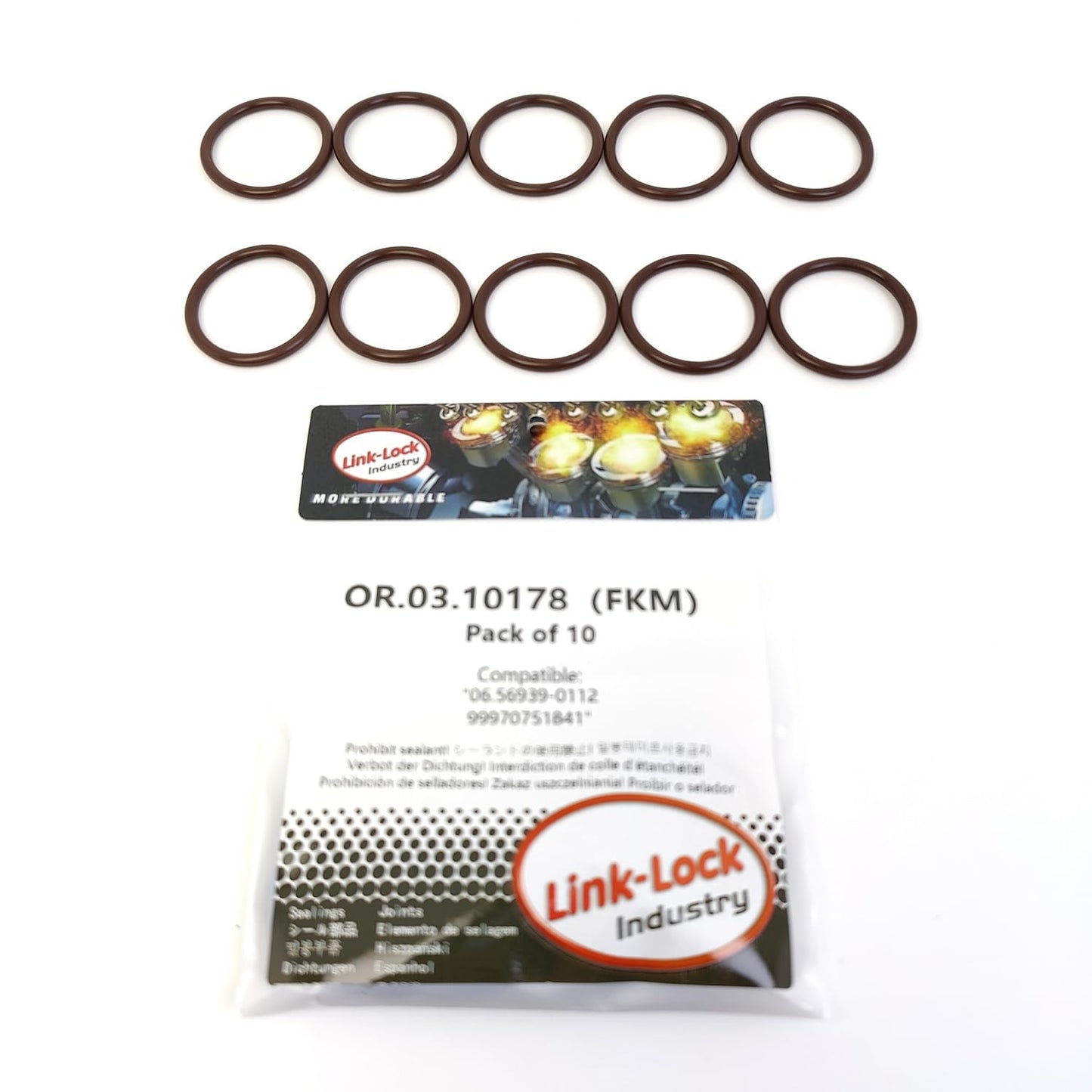 LINK-LOCK 10PCS OR.03.10178 FKM Viton Sealing O-Ring Kit of Coolant pipeline 06.56939-0112 99970751841 For PORSCHE M48.01 M48.00 M48.50T M48.51 For MAN-D2676LF01 D2676LF05 D2676LF12