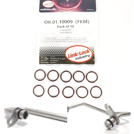 LINK-LOCK 10PCS FKM Viton OR.01.10009 Turbocharging Pipeline O-Ring 11427590577 for BMW N55 B58